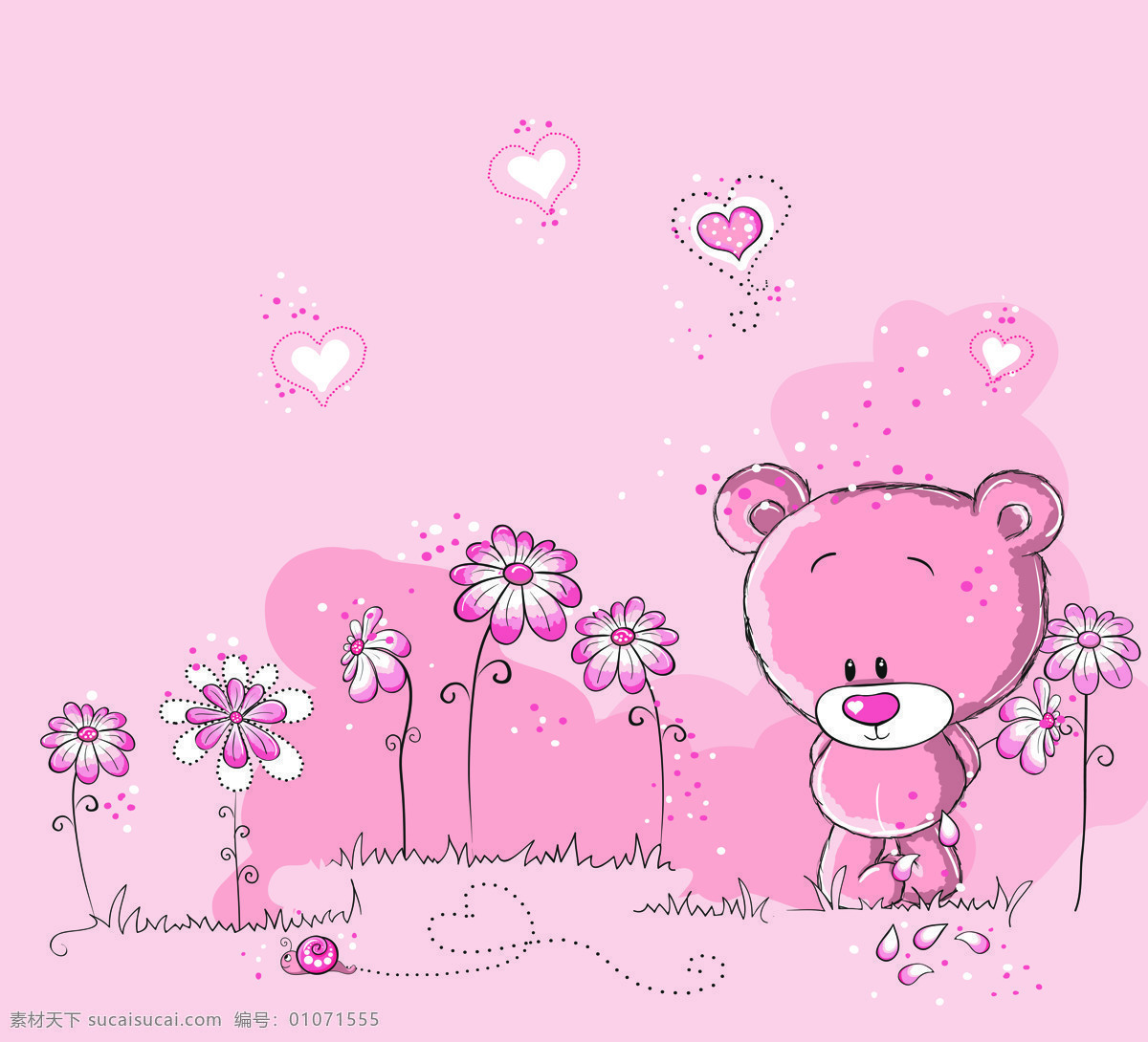 粉色 小 熊 花朵 小熊 卡通 动漫 可爱