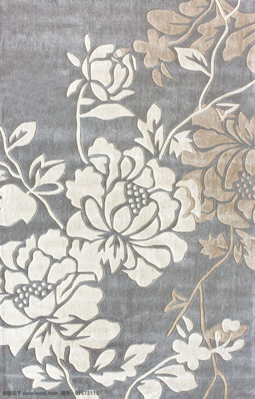 地毯 布艺 图案 花卉 清新 唯美 花枝 纹理 路 分通道专色 文化艺术