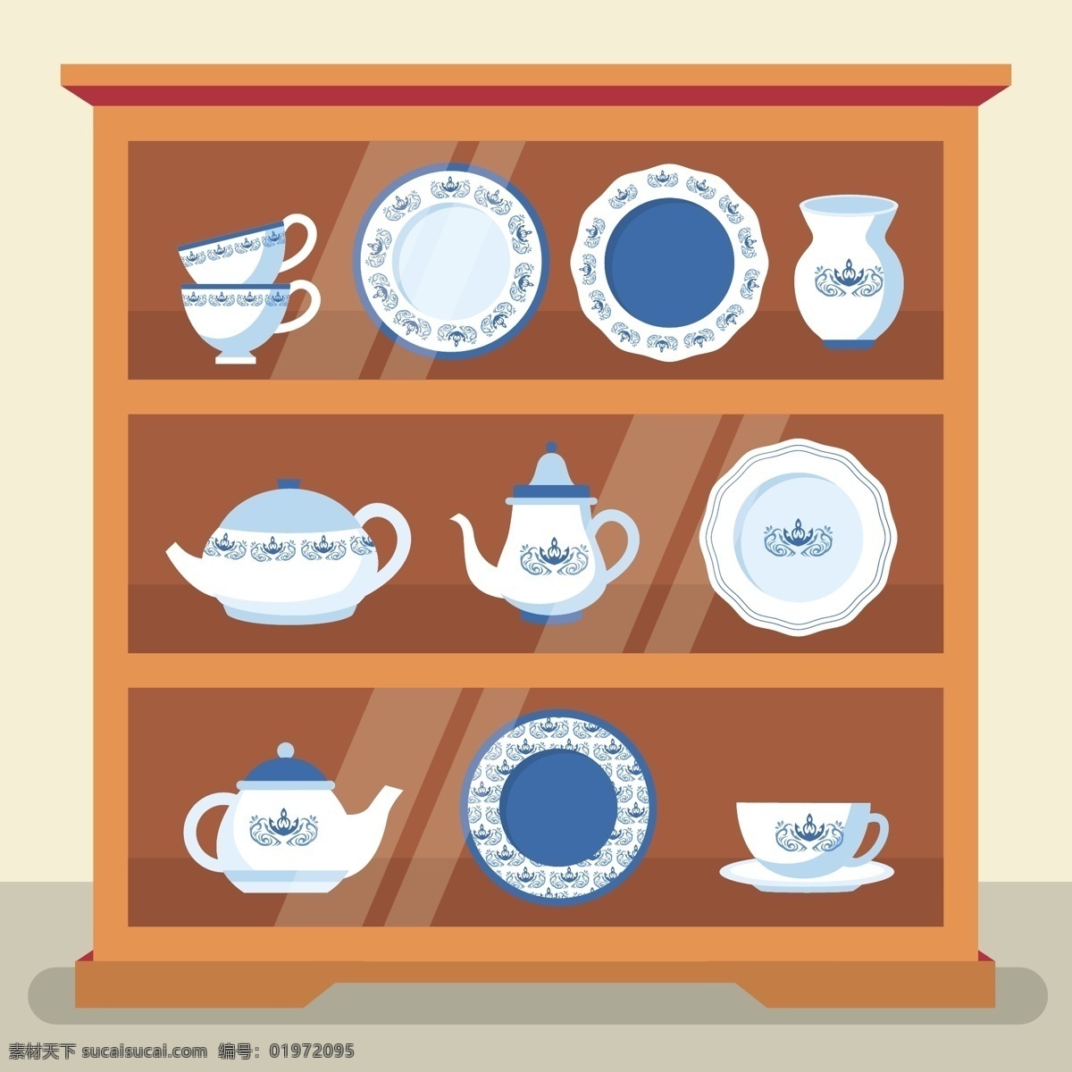 矢量 蓝色 茶具 杯子 茶杯 茶壶 碟子 蓝色茶具 矢量茶具 矢量素材