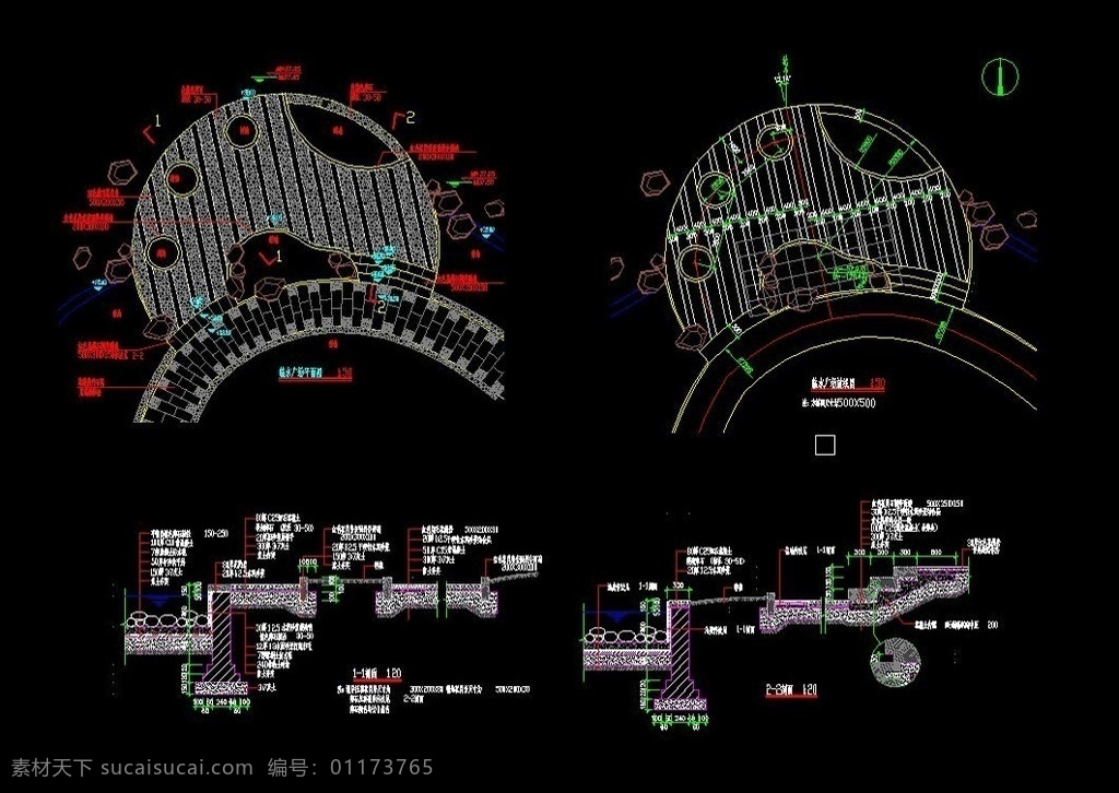 临水广场 cad 施工图 园林 景观 绿化cad 环境设计 施工图纸 dwg