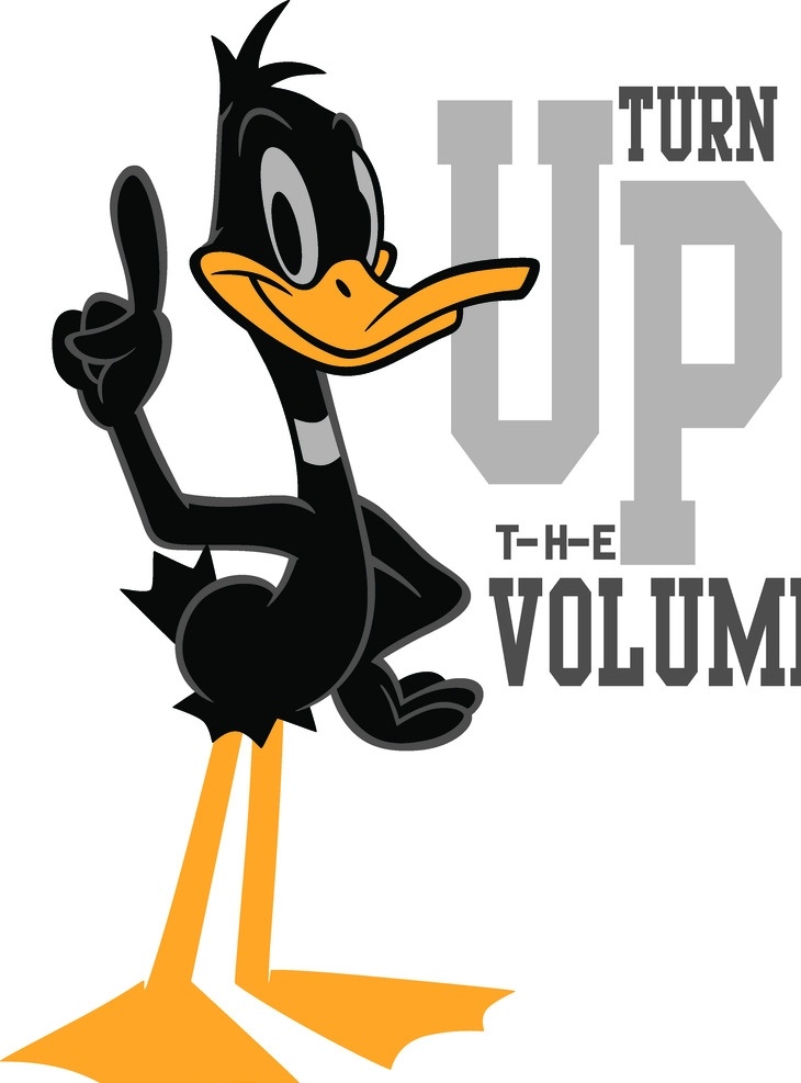 黑鸭子 唐老鸭 字母up 伸指头鸭 卡通角色 矢量设计 抠图 动漫动画 服装设计