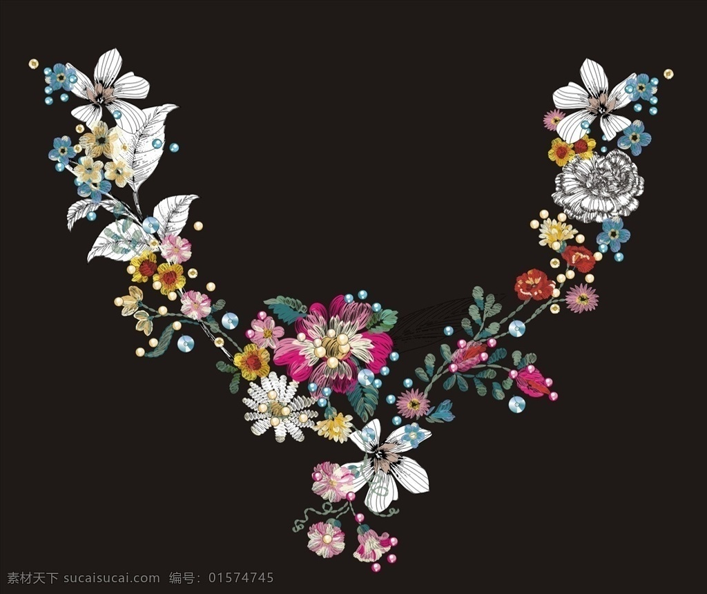 植物 花朵 花卉 矢量图 服装设计 男装设计 女装设计 民族花纹花边 箱包印花 男装印花 女装印花 童装印花 潮流服装印花 潮牌设计 面料印花 布料印花 线描花 花朵花卉 花朵绿叶 绿叶绣花 花卉绣花 花朵花卉刺绣 绣花刺绣图案 花蕊 烫钻 钻石 领口绣花 领口印花 植物花卉素材