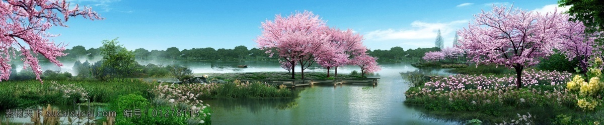 桃树 园林景观 园林 景观设计 桃花 美景 分层 风景