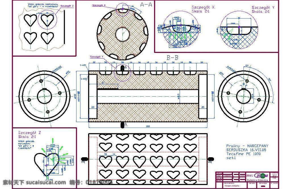 制作 巧克力 心 鼓 图纸 autocad 2d draftsight cad素材 cad