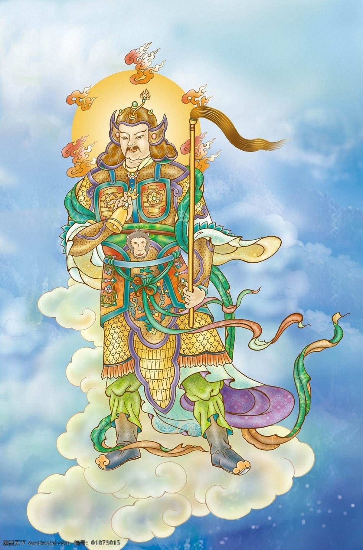 十 二 药叉 达罗 大将 因达罗大将 佛 佛像 云朵 云端 光芒 佛教 宗教信仰 神佛 佛像佛文化 文化艺术