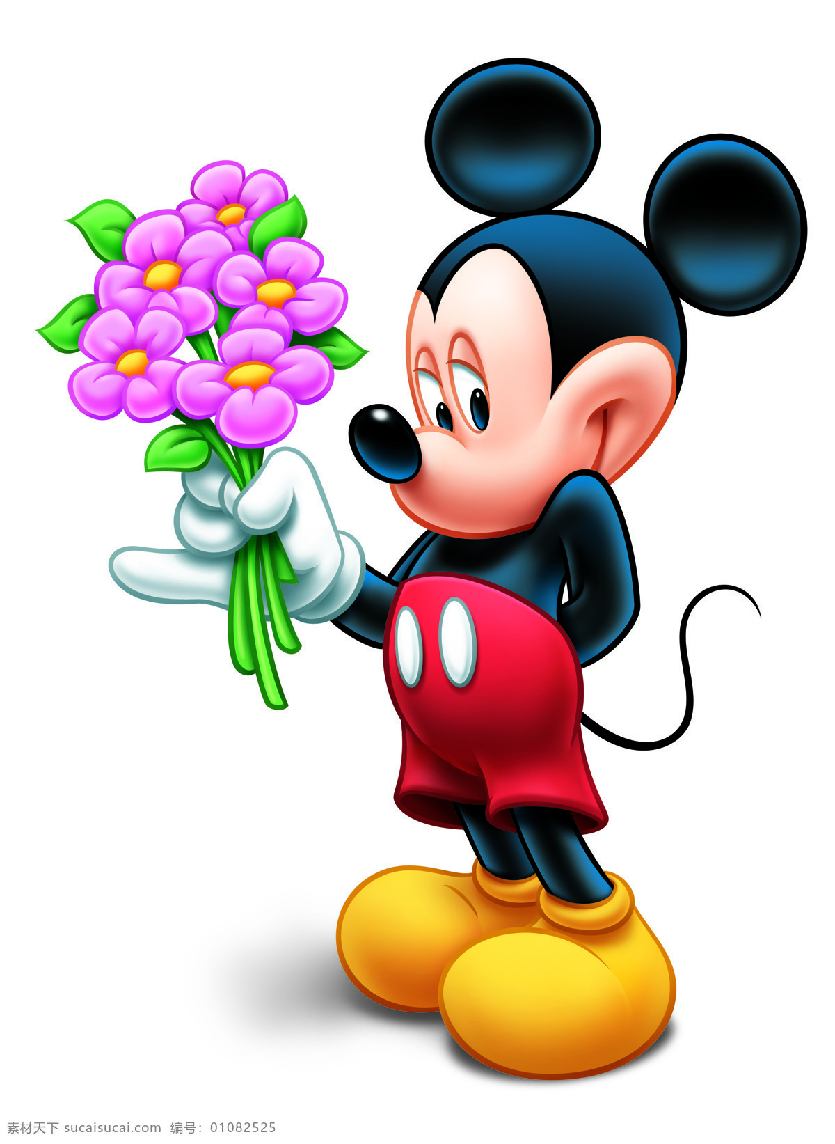 手 鲜花 米奇 卡通 装饰画 可爱 卡通画 米老鼠 迪士尼 动画片 花朵 卡通动物 生物世界