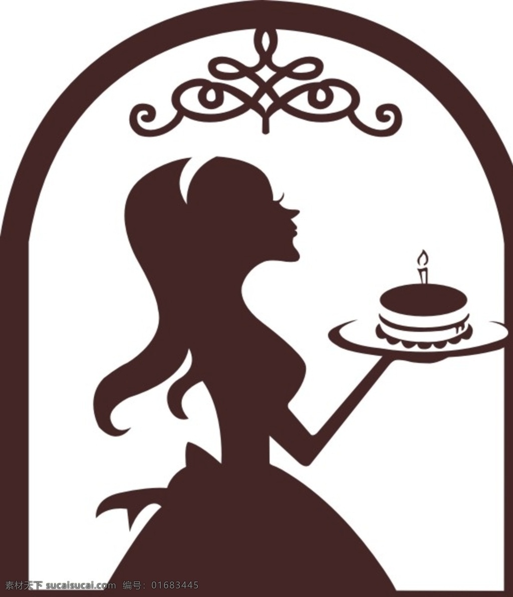 烘焙logo 剪影 简约 蛋糕 女 logo 华丽