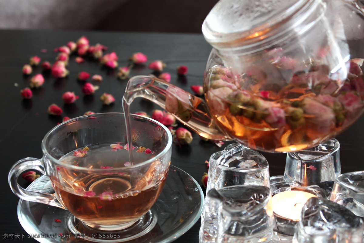 玫瑰花茶 玫瑰花 花茶 茶水 茶壶 玫瑰花瓣 茶杯 茶吧 茶室 饮料酒水 餐饮美食