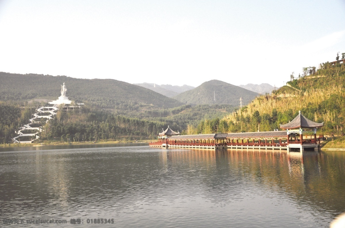 神女湖 自然风景 山水风景 湖水 长亭湖 山峦 绿树 自然景观