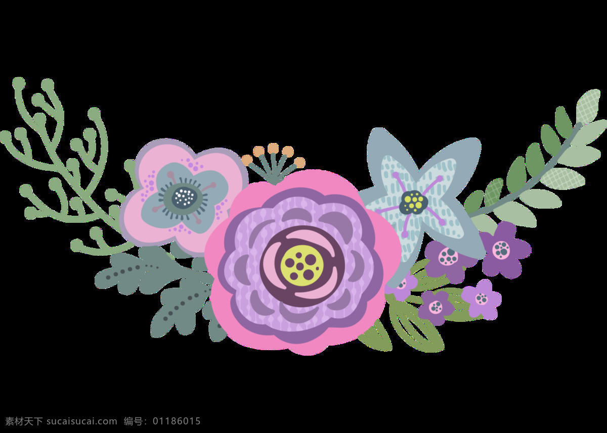 花卉 绘画 透明 卡通 抠图专用 装饰 设计素材