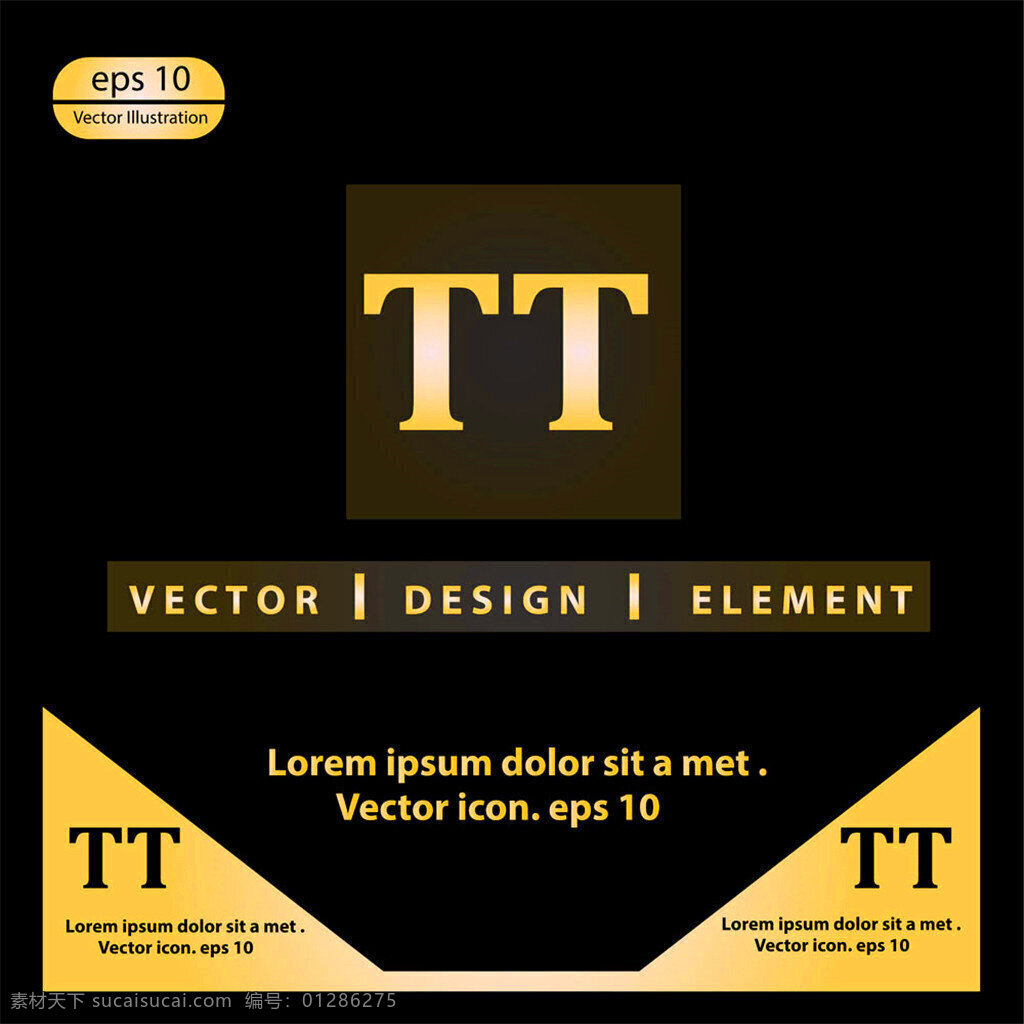 金色 字母 t 标志 logo 创意logo 企业logo logo标志 矢量素材 标志设计 字母标志 t字母标志 黄色标志