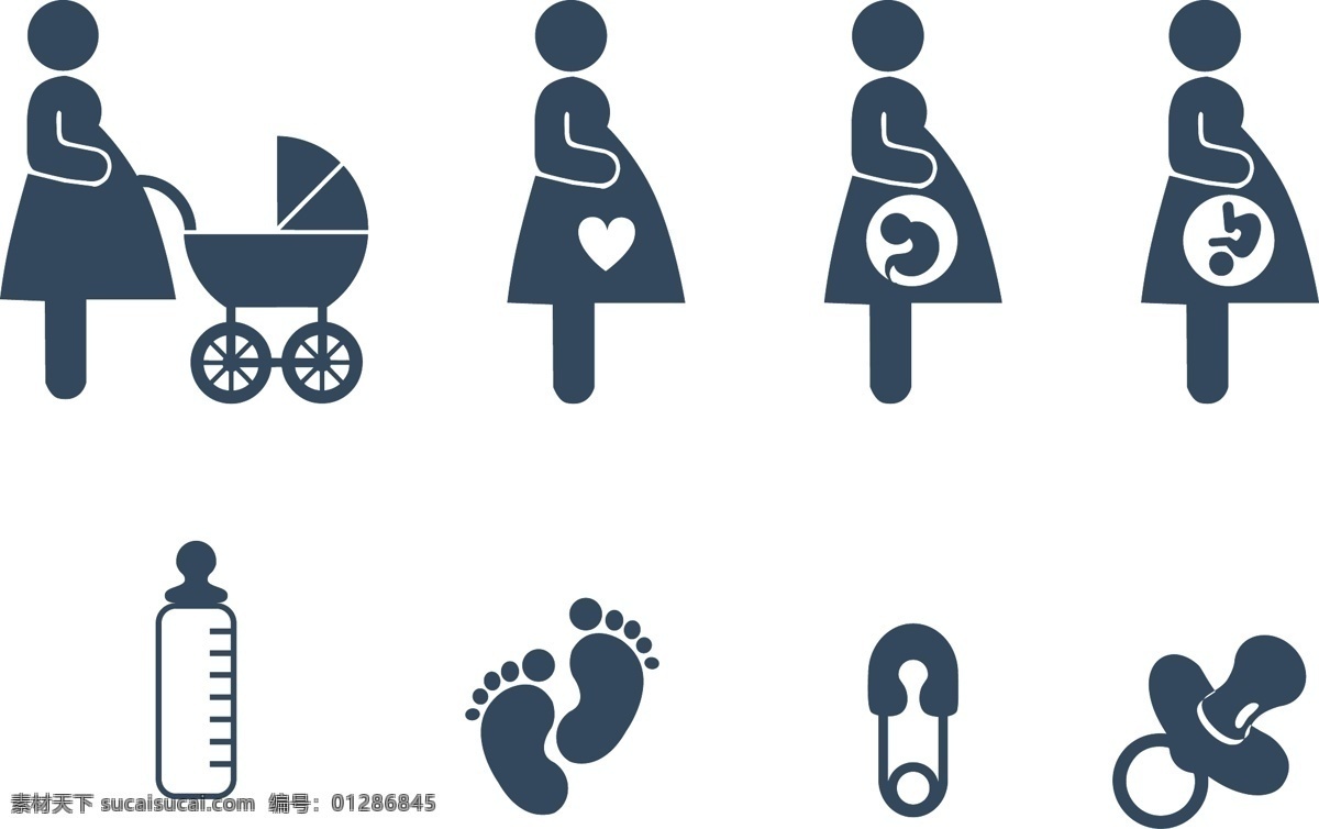 孕妇 婴幼儿 卡通 图标 元素 怀孕标志 卡通奶嘴瓶 卡通孕妇 卡通孕妇图标 展板模板