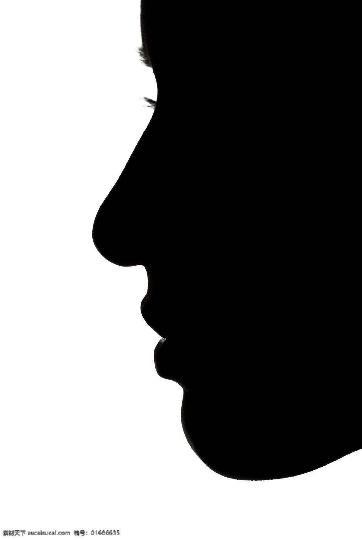 侧脸轮廓 女人脸 黑白 人脸素材