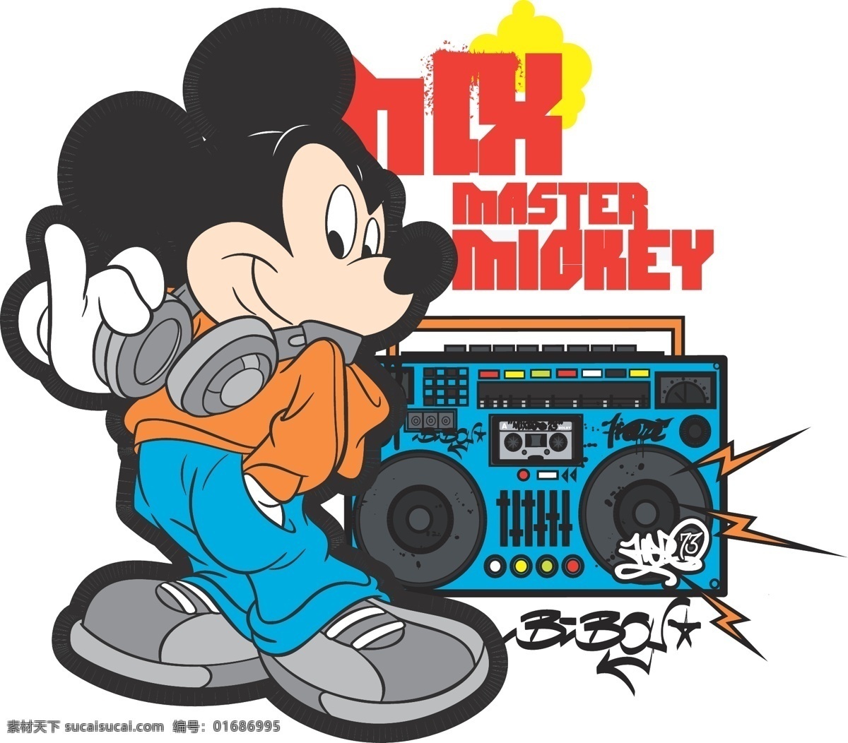 米老鼠 迪士尼动画 收音机 音乐素材 卡带机 迪士尼 动漫动画 动漫人物