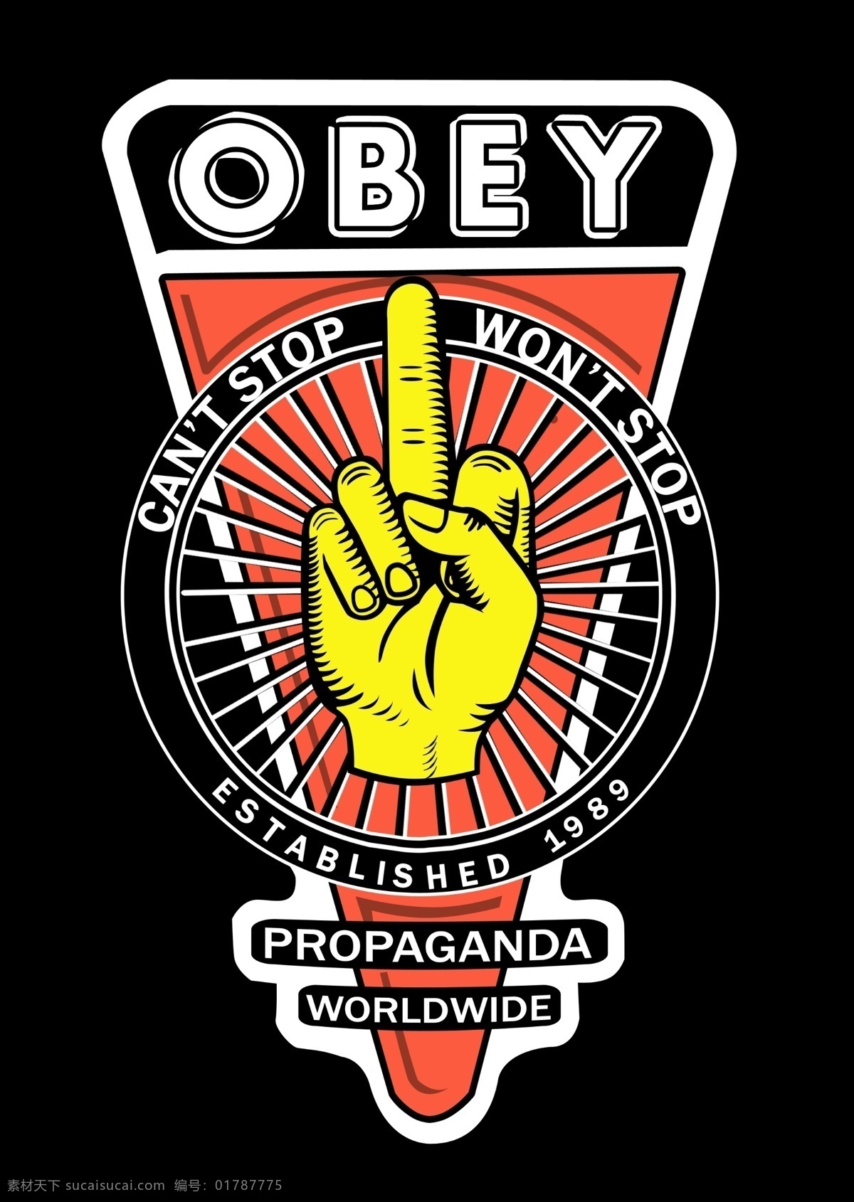 obey 手指 印花 潮牌 logo 标志 标识 奢侈品 卡通设计