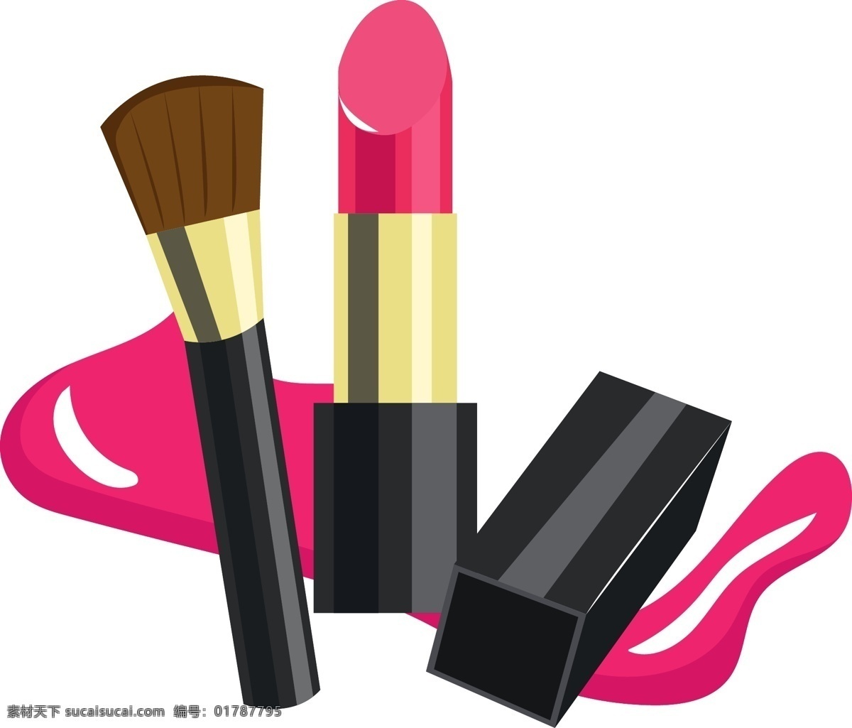 口红 化妆 女生 生活用品 商用 黑色 粉红 黄色 金属材质 化妆刷