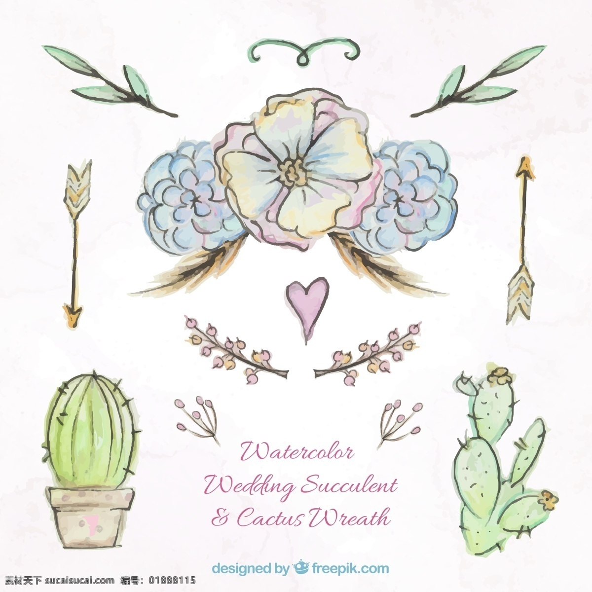水 蓝色 手绘 款 水彩 绘 婚礼 植物 装饰 矢量图 卡通 矢量素材 设计素材 平面素材