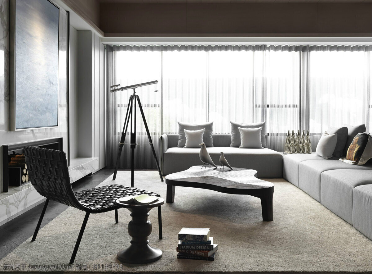 简约 时尚 卧室 休闲 椅子 装修 效果图 方形吊顶 窗户 壁画 灰色墙壁 灰色地板砖