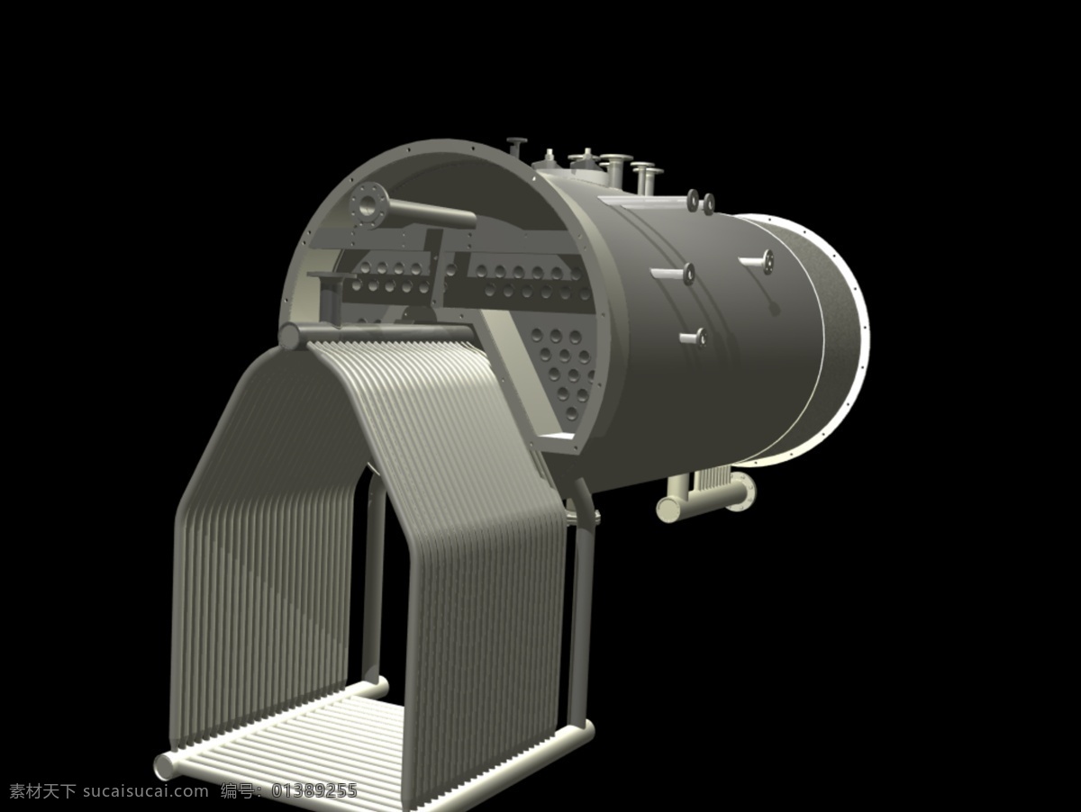 蒸汽锅炉 通 公斤 小时 蒸汽 量 锅炉 3d模型素材 其他3d模型