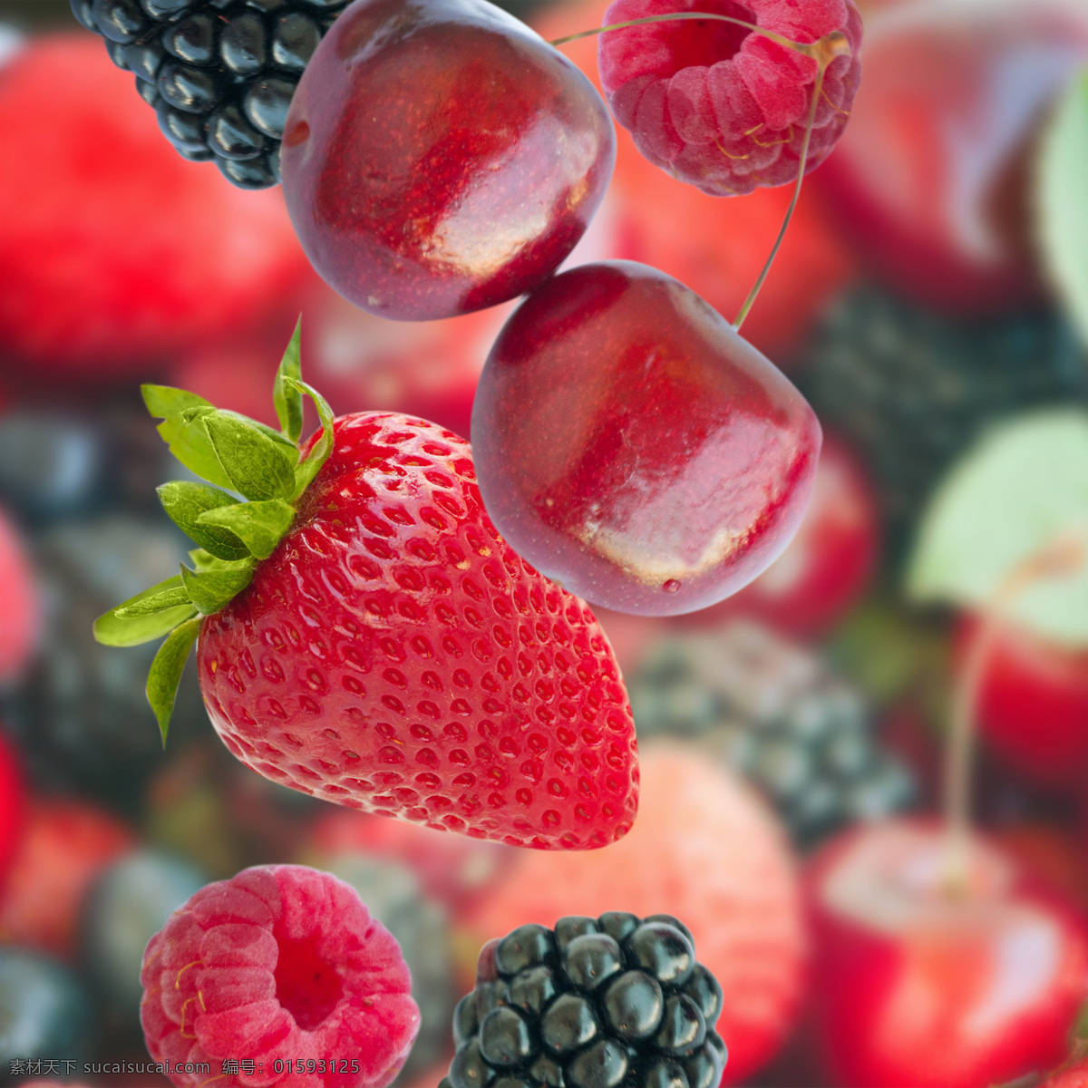 新鲜 水果 新鲜的水果 树莓 覆盆子 车厘子 草莓 水果图片 餐饮美食