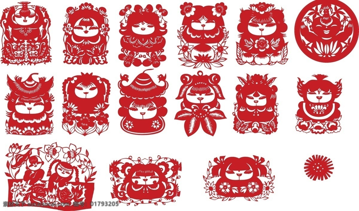 中国 传统 剪纸 福娃 矢量图 传统图案 商业矢量 矢量下载 网页矢量 其他矢量图