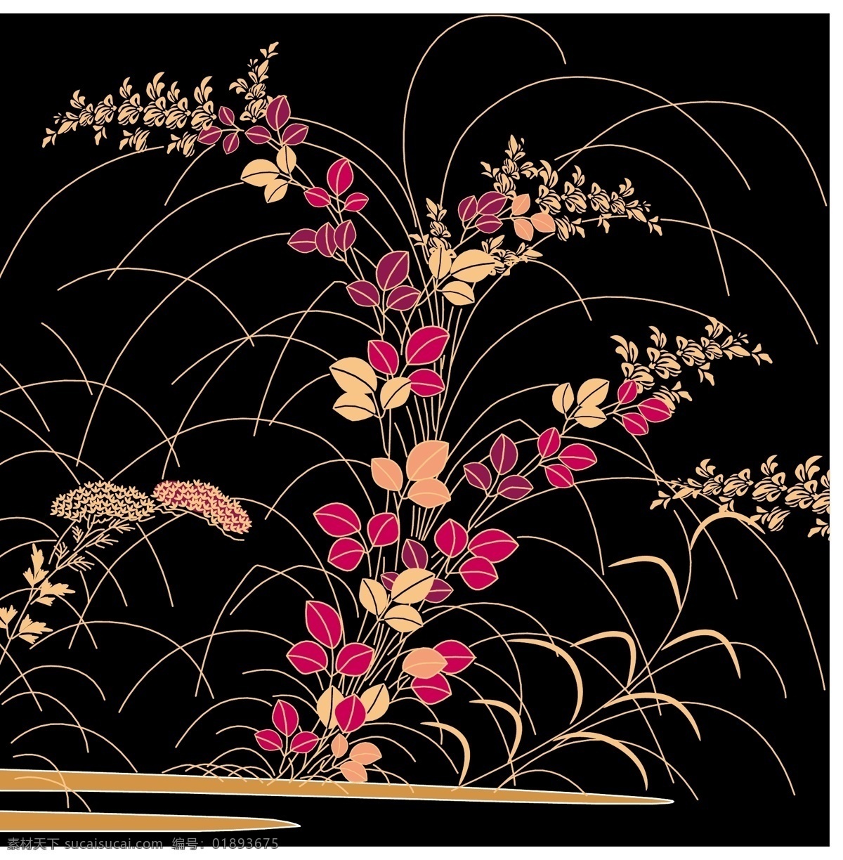日式花纹 叶子 底纹 树叶 叶片 花朵 底纹边框 花边花纹