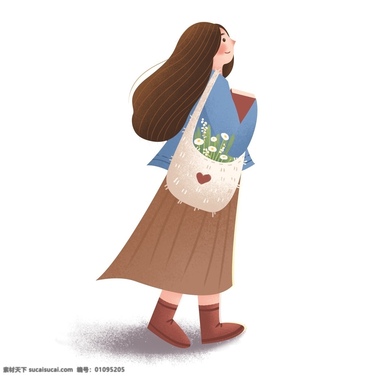 手绘 唯美 背影 女孩 人物 元素 人物插画 手绘元素 卡通 时尚 装饰 女孩背影