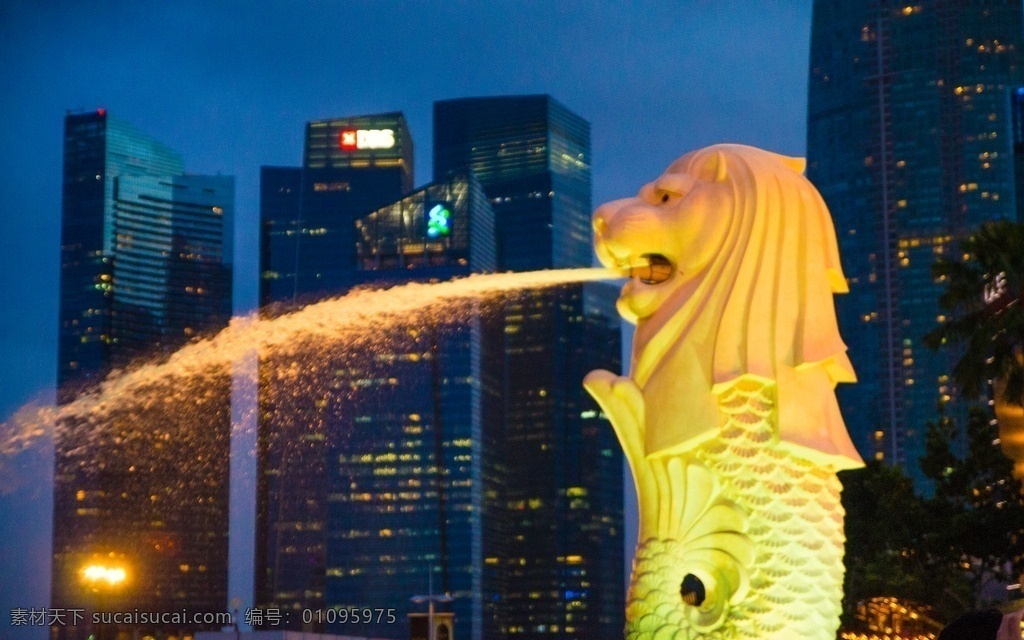 鱼尾狮 地标 新加坡 夜景 东南亚 建筑 公园景观 自然风景 旅游摄影 自然景观 建筑景观