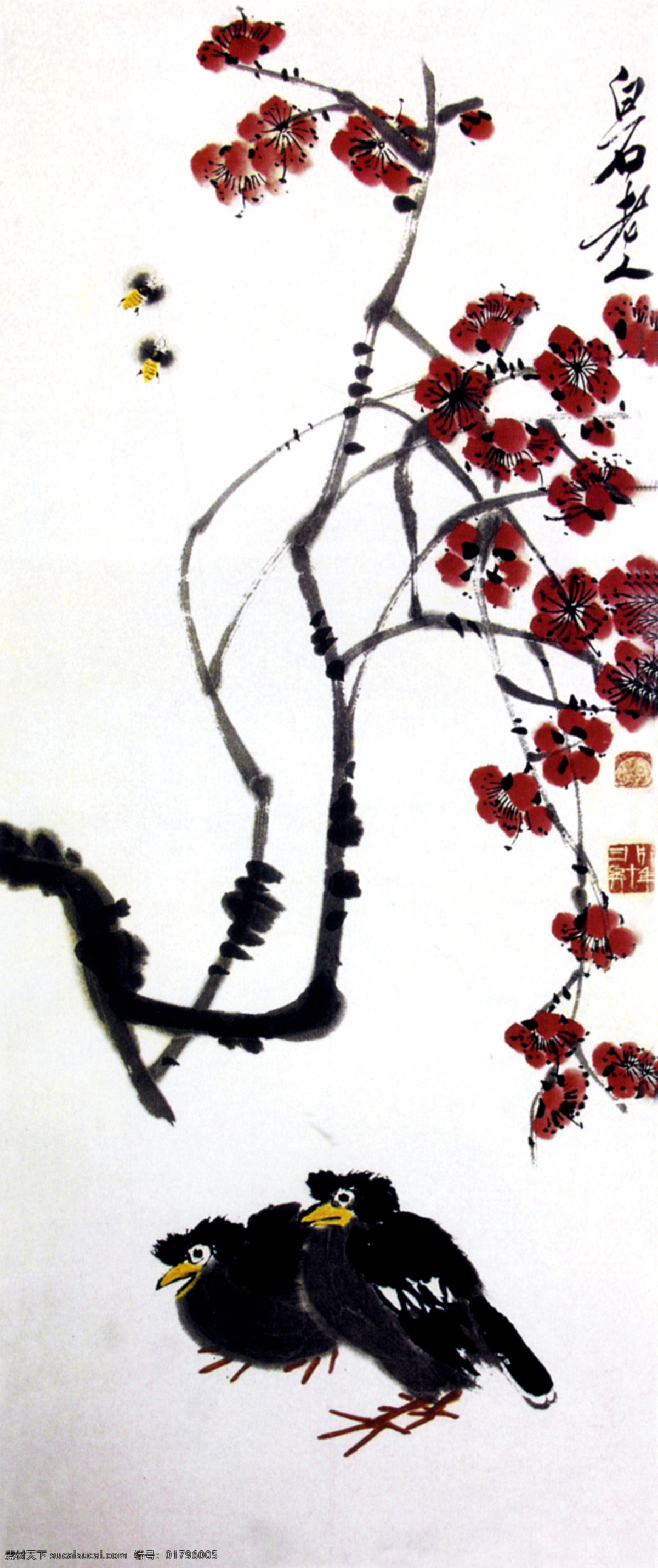 梅 蜂 八 歌 古典图片 中国传统 墨水 画 古逸 古代 化 中华文化 家居装饰素材 山水风景画