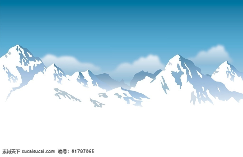 雪山 山峰 山峦 远山 卡通背景 风光插画 自然风景 矢量 自然景观 自然风光