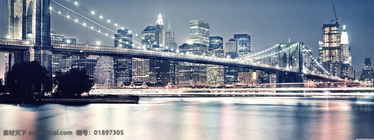 布鲁克林 大桥 美丽 夜景 布鲁克林桥 霓虹灯 繁华都市 建筑摄影 建筑园林