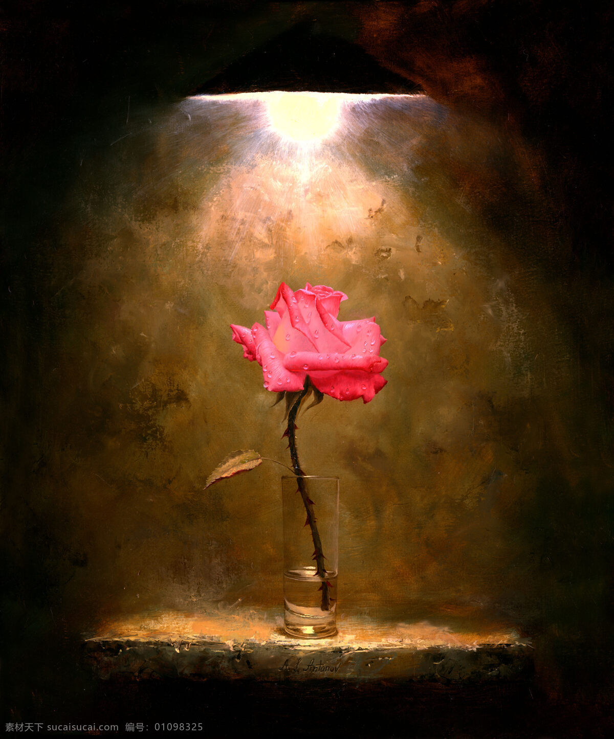 油画静物 油画 静物 写实 alexei antonov 玫瑰 花 灯光 绘画书法 文化艺术