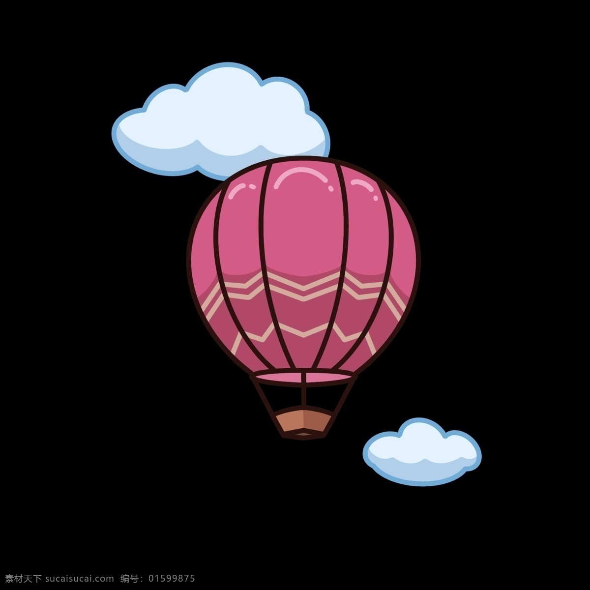 卡通 可爱 粉红 热气球 粉红色 天空 白云