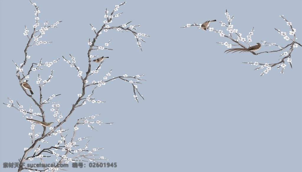 花鸟画 梅花 飞鸟 背景墙图片 背景墙 电视背景墙 现代背景墙 简约背景墙 分层