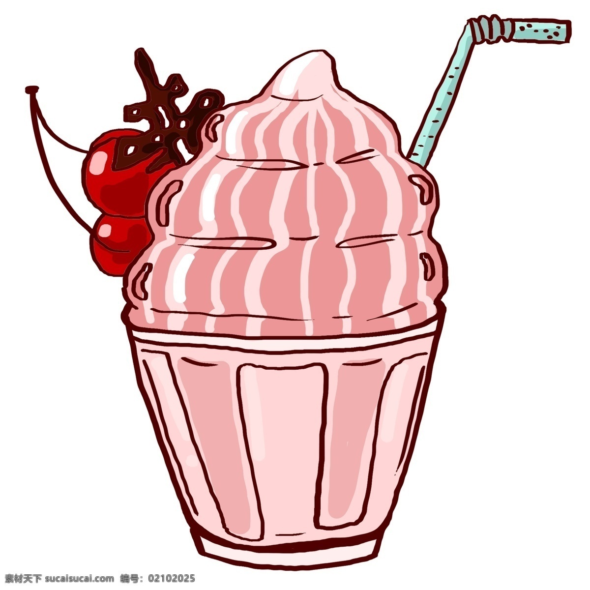 粉色 水果 冰淇淋 粉色的冰淇淋 卡通食物插画 食物 美味的零食 零食插画 食物插画 水果冰淇淋