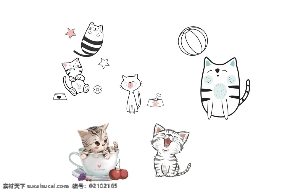 可爱卡通猫 矢量猫 矢量小猫 卡通猫源文件 猫 猫咪 猫素材 卡通素材 宠物 卡通设计