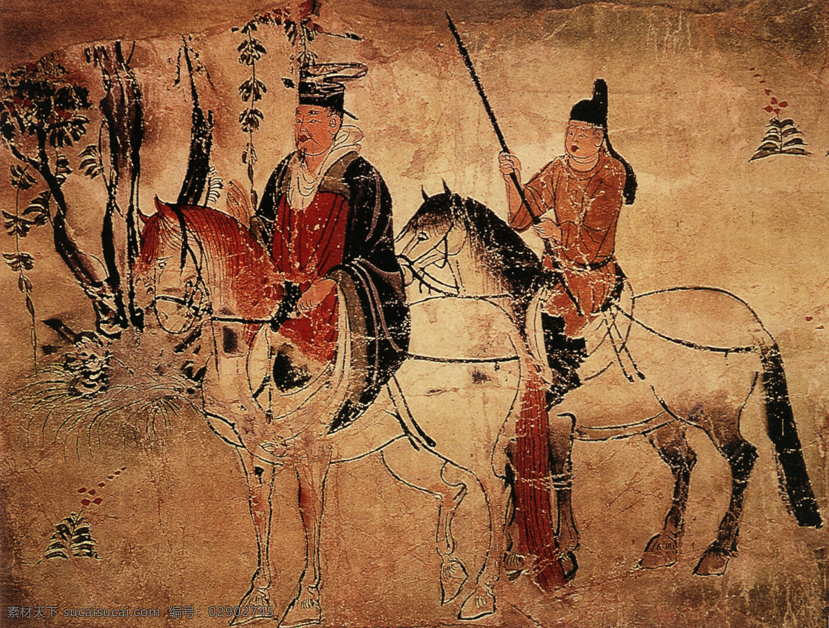 骑马人物图 人物画 中国 古画 中国古画 设计素材 人物名画 古典藏画 书画美术 棕色