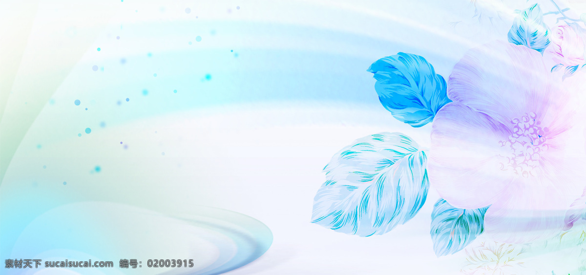 手绘 蓝色 树叶 背景 banner 线条