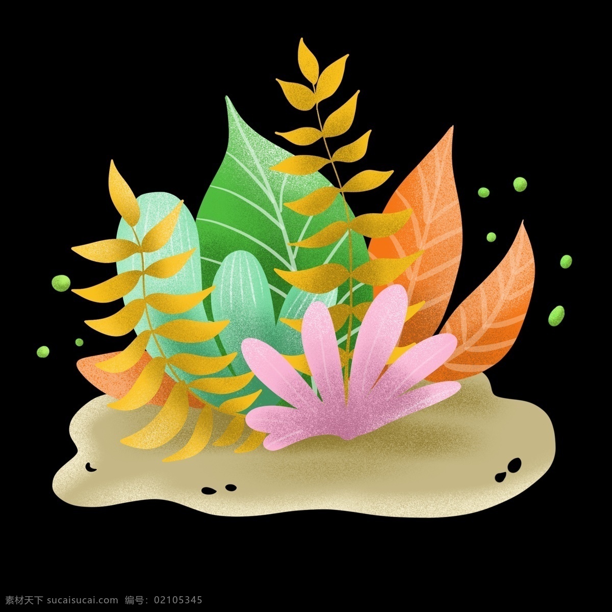 夏日 清新 植物 装饰 免 抠 图 夏日海报 手绘植物 清新植物 夏日清凉植物 淡彩植物