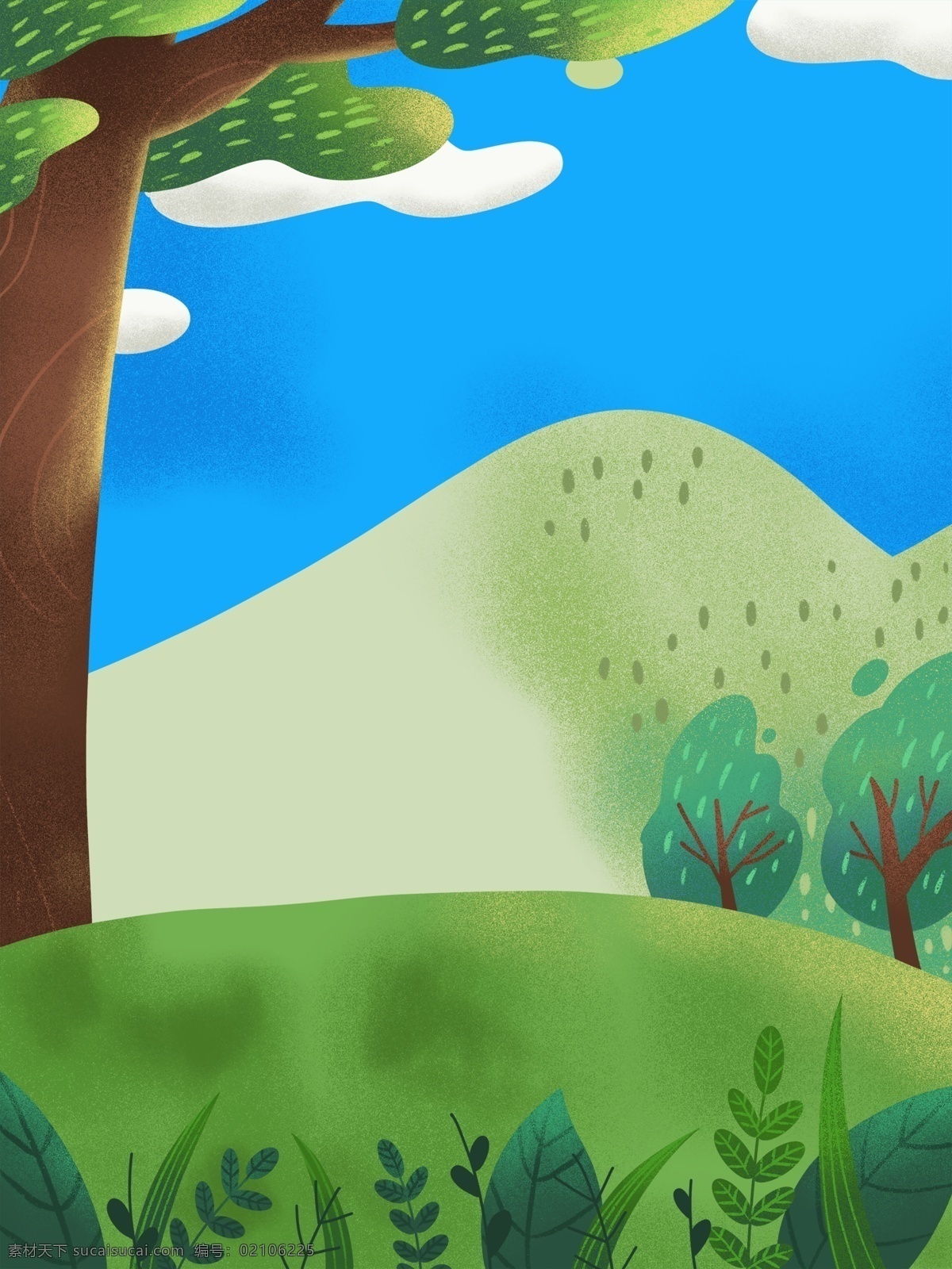 清新 草地 山脉 风景 卡通 彩色 创意 装饰 背景 设计背景 海报背景 简约 图案