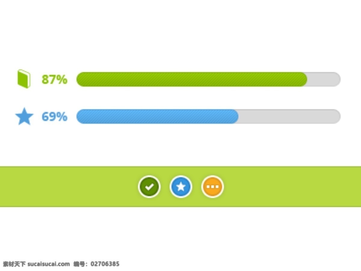 学习进度条 创意 高分辨率 徽章 教育 接口 进度条 蓝色的 绿 免费 时尚的 现代的 独特的 原始的 质量 新鲜的 hd 元素 用户界面 ui元素 详细的 电子学习 在线学习教育 在线 明星 本书 酒吧psd 矢量图