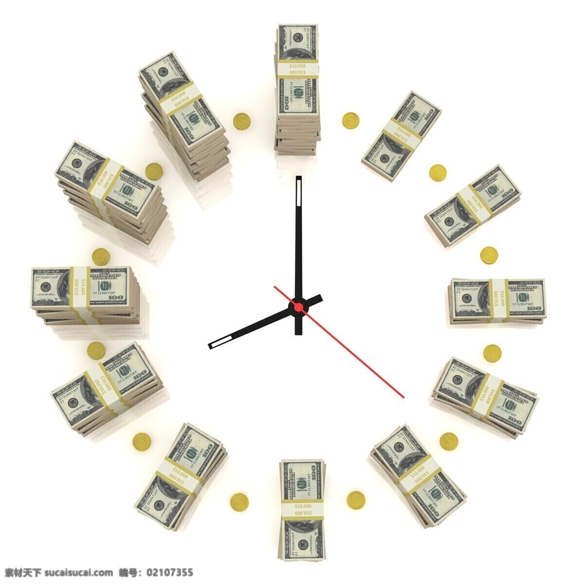 时间等于金钱 钟表 时间 钟表指针 珍惜时间 惜时 美元 钞票 其他类别 生活百科 白色
