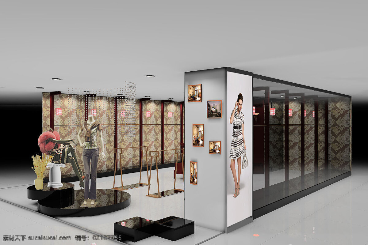 青龙 宝鼎 店面 设计图 服装 展柜 图
