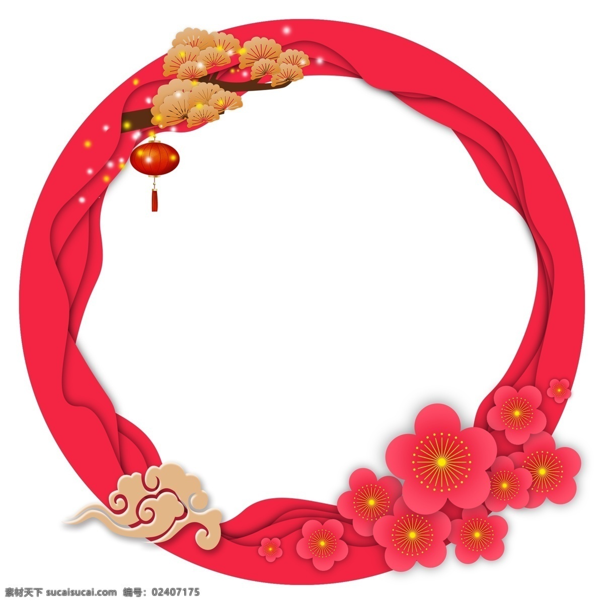 立体 层次 中国 风 边框 新年 春节 2019年 新中式 大年夜 农历新年 猪年 过年 新年装饰 祥云 中式 中式装饰 梅花