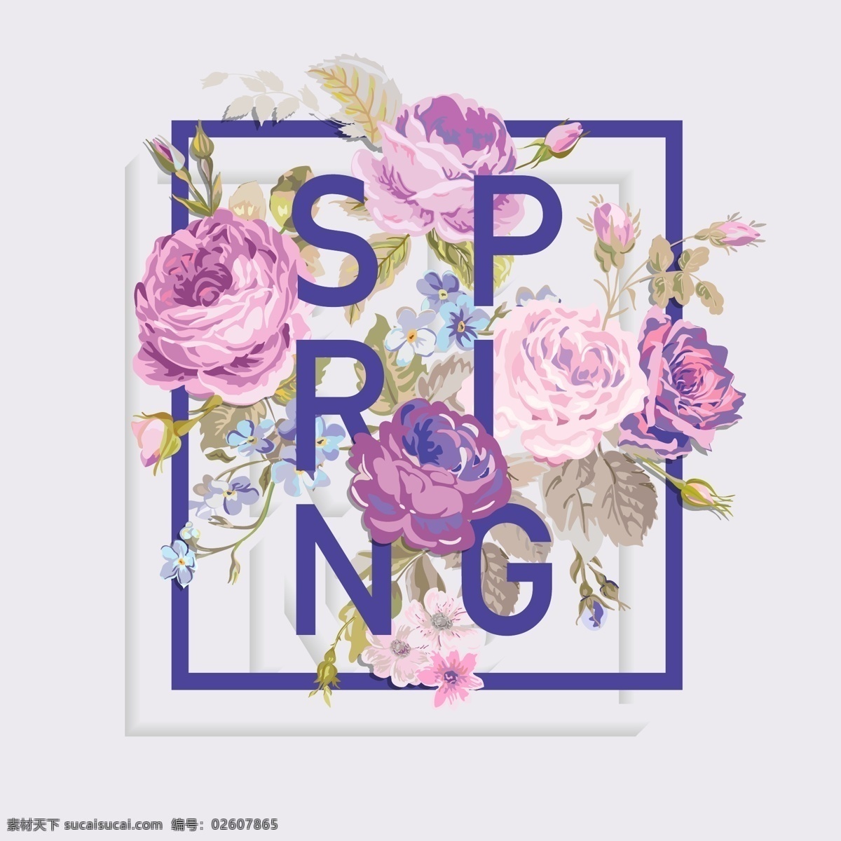 紫色 小 清新 春夏 花卉 海报 矢量 花朵 春天 合成字体 创意 穿插 小清新 卡通 填充 插画 背景 广告 包装 印刷 夏天