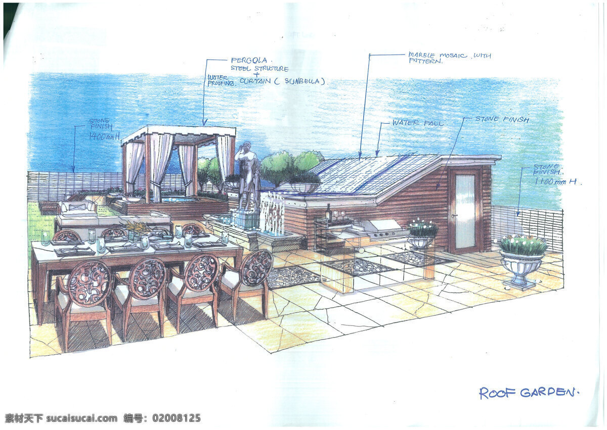 华丽 山 手绘 房地产 建筑家居 城市建筑主题 效果图 绘画 建模 建筑 家居 透视图 家居装饰素材