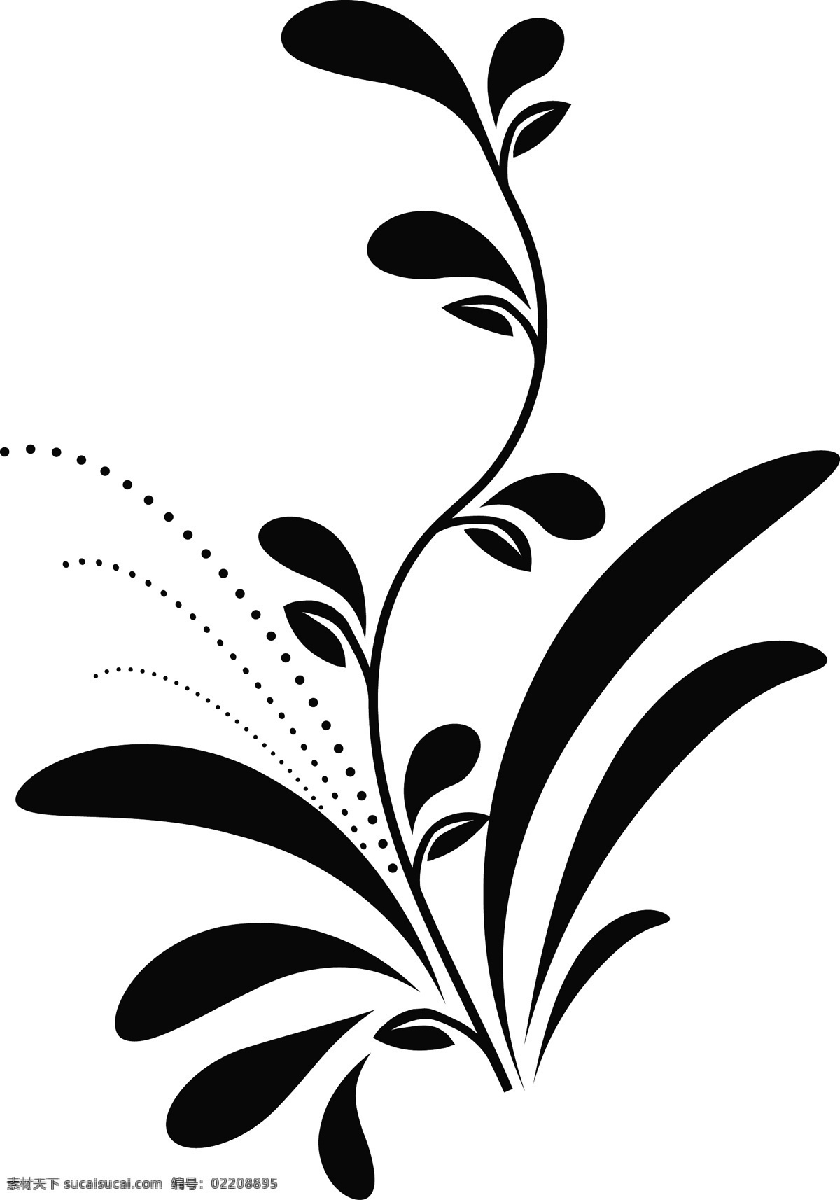 黑白 花叶 剪影 矢量 花 花纹 菊花 矢量素材 四叶草 图案 野菊花 叶片 竹子 矢量图 其他矢量图