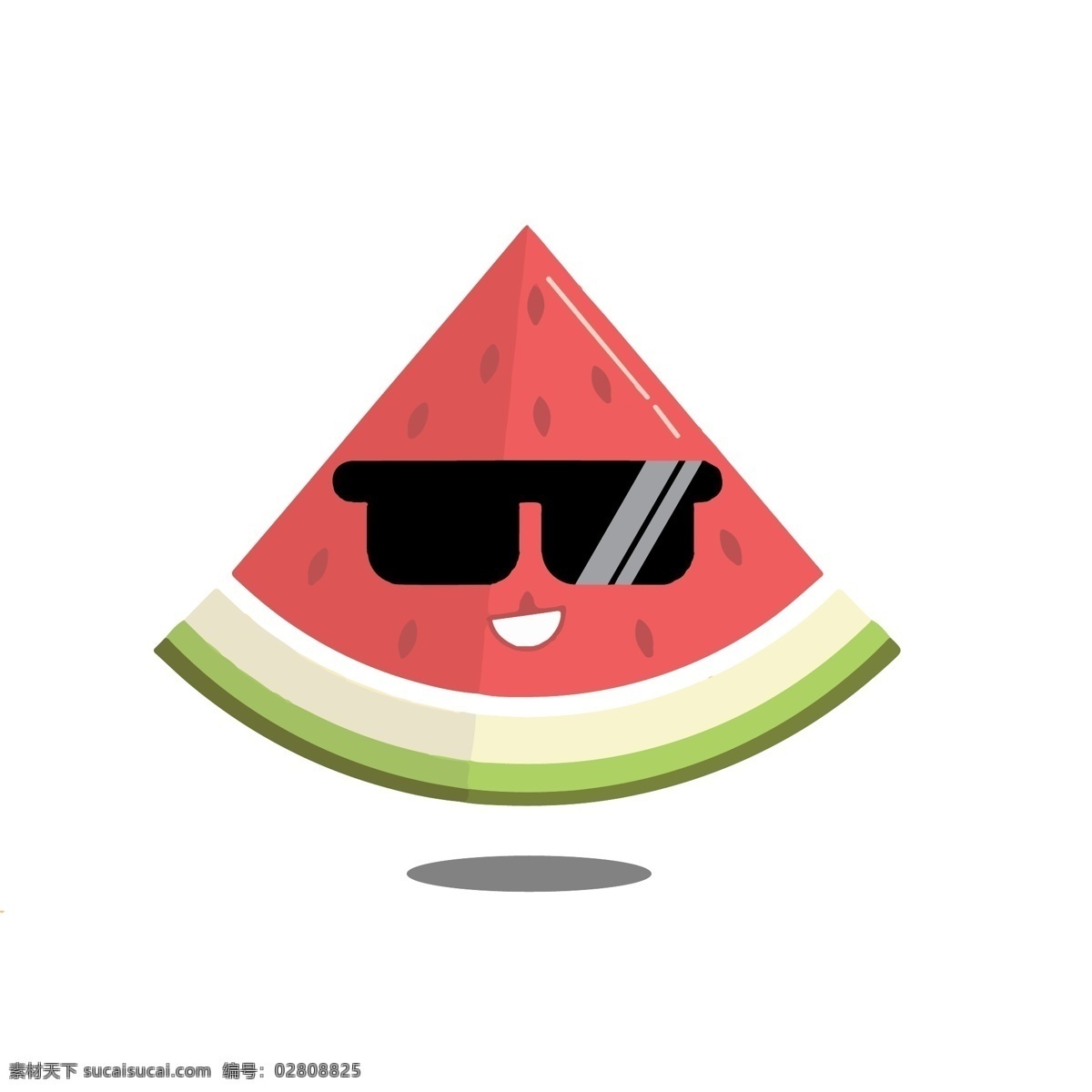 夏季 食物 系列 帅气 西瓜 仔 装饰 插画 美味 水果 墨镜 切开的西瓜 卡通 卡通水果 帅气水果 帅气的 简笔画 解暑
