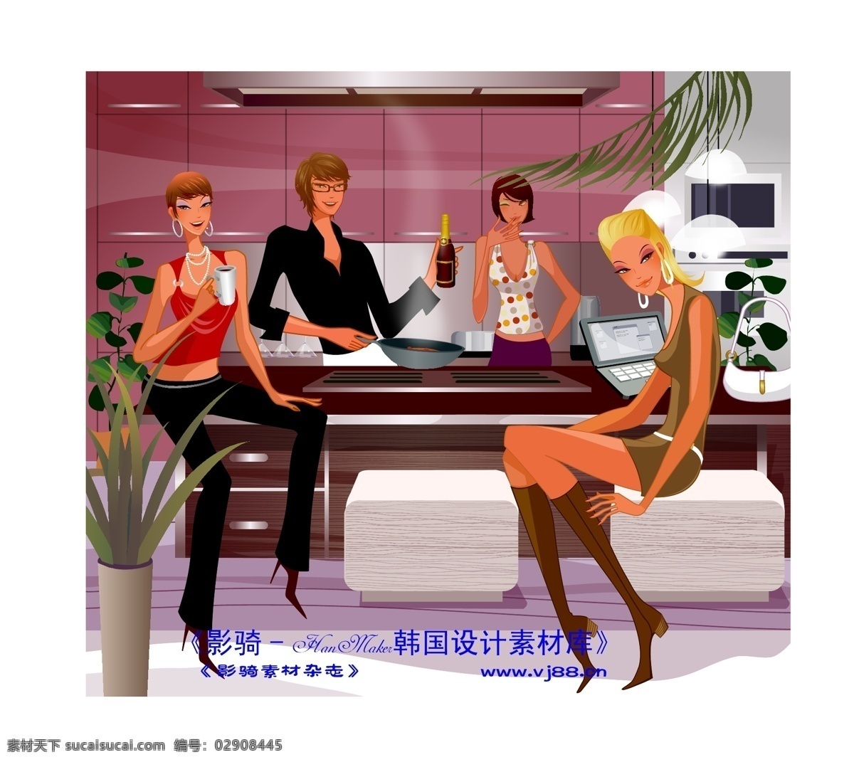 美女时尚生活 矢量人物 ai0272 设计素材 生活写真 矢量图库 黑色