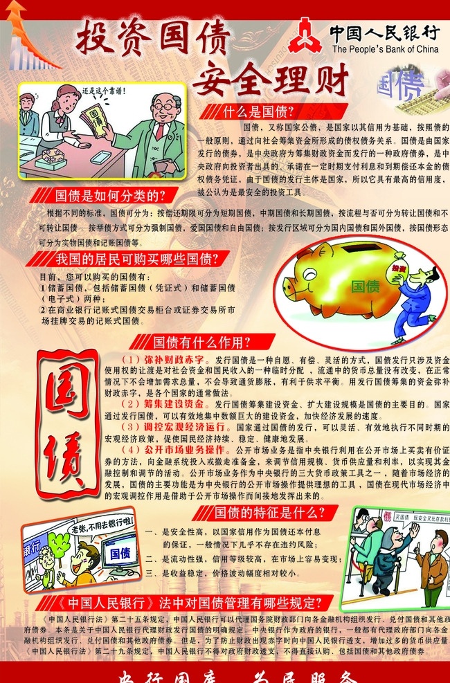投资 国债 安全 理财 银行 展板模板